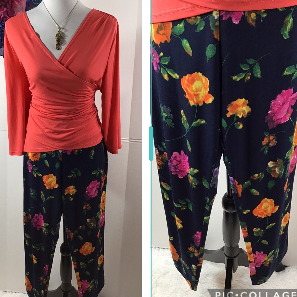 CLARA SUNWOO Floral Print straight leg cropped pants L